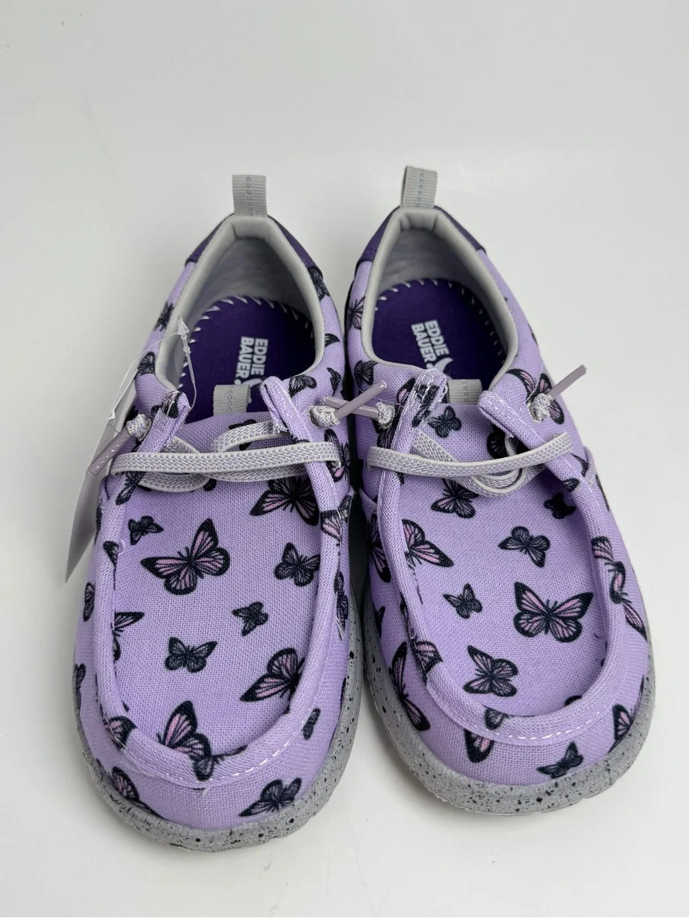 Eddie Bauer Lilac Butterfly Kids Sneakers with Gray Speckled Sole